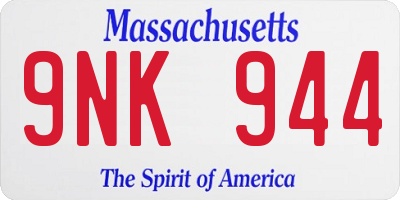 MA license plate 9NK944