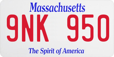MA license plate 9NK950