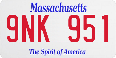 MA license plate 9NK951