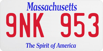 MA license plate 9NK953