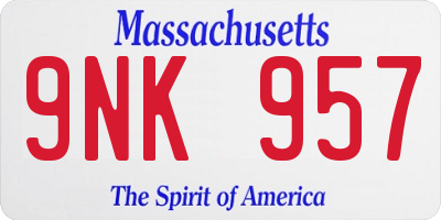 MA license plate 9NK957