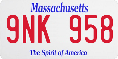 MA license plate 9NK958