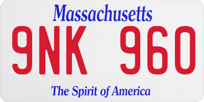 MA license plate 9NK960