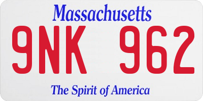 MA license plate 9NK962