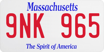 MA license plate 9NK965