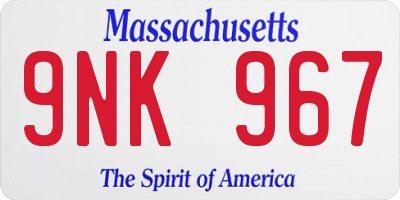 MA license plate 9NK967