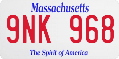 MA license plate 9NK968
