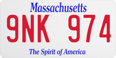 MA license plate 9NK974