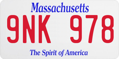 MA license plate 9NK978