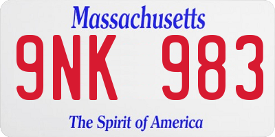 MA license plate 9NK983