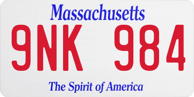 MA license plate 9NK984