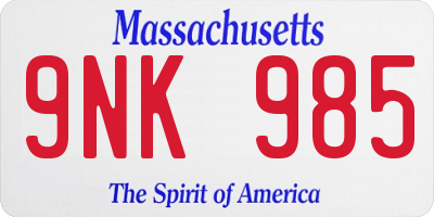 MA license plate 9NK985
