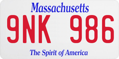 MA license plate 9NK986