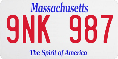 MA license plate 9NK987