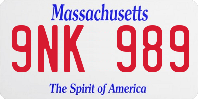 MA license plate 9NK989