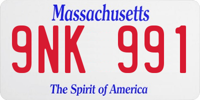 MA license plate 9NK991