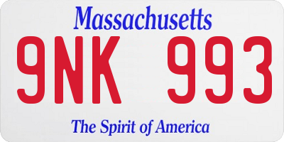 MA license plate 9NK993