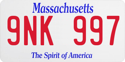 MA license plate 9NK997