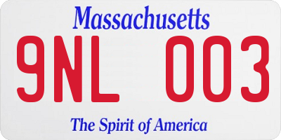 MA license plate 9NL003