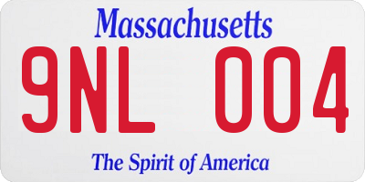 MA license plate 9NL004