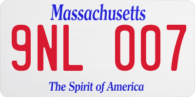 MA license plate 9NL007