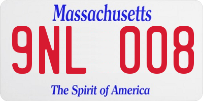 MA license plate 9NL008