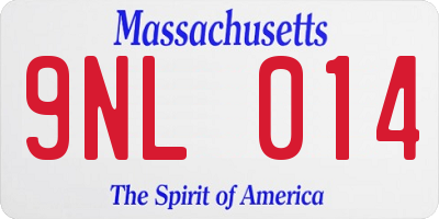 MA license plate 9NL014
