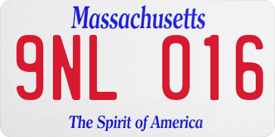 MA license plate 9NL016