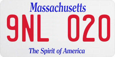 MA license plate 9NL020