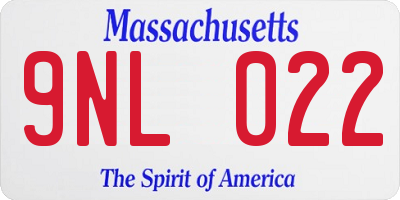 MA license plate 9NL022