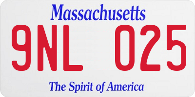 MA license plate 9NL025