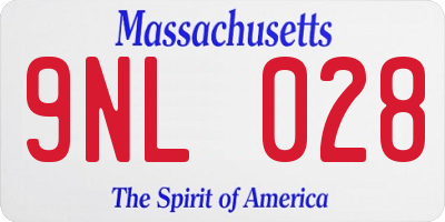 MA license plate 9NL028