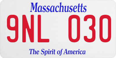 MA license plate 9NL030