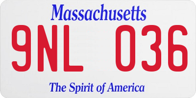 MA license plate 9NL036
