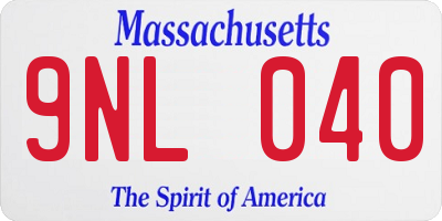 MA license plate 9NL040