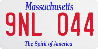 MA license plate 9NL044
