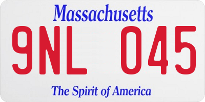 MA license plate 9NL045