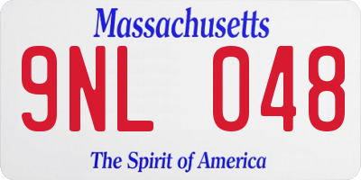 MA license plate 9NL048