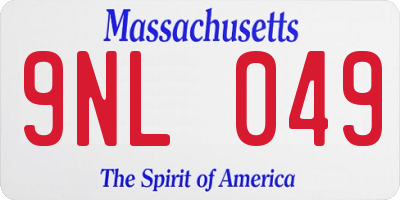MA license plate 9NL049