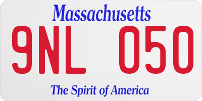 MA license plate 9NL050