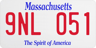 MA license plate 9NL051