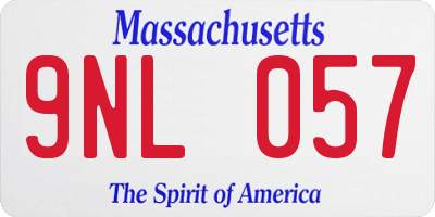 MA license plate 9NL057