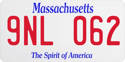 MA license plate 9NL062