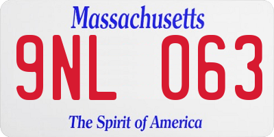 MA license plate 9NL063