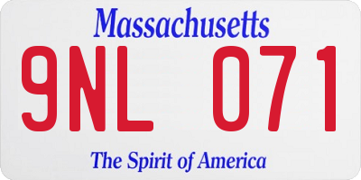 MA license plate 9NL071