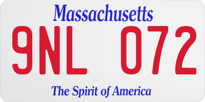 MA license plate 9NL072