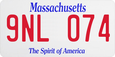 MA license plate 9NL074