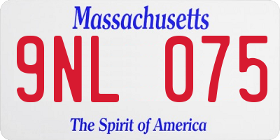 MA license plate 9NL075