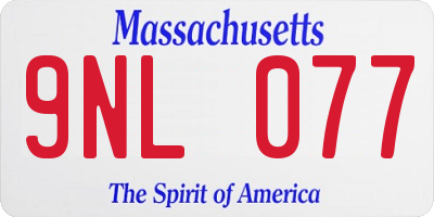 MA license plate 9NL077
