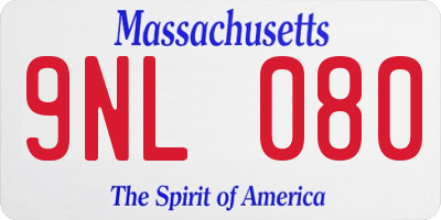 MA license plate 9NL080
